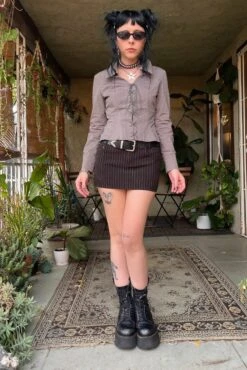 Libby Cement Corset-Lace Shirt -TUNNEL Vision Shop 2twes