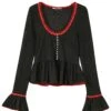 PRE-ORDER: Doll Face Black Pointelle Babydoll Top