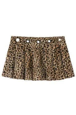 PRE-ORDER: Peekaboo Fuzzy Leopard Print Grommet Mini Skirt