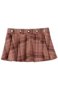 PRE-ORDER: Peekaboo Plaid Grommet Mini Skirt