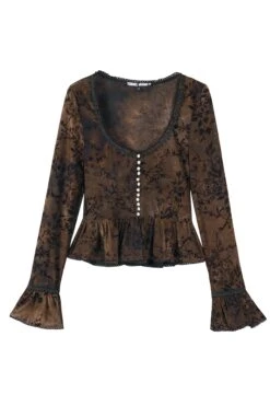 PRE-ORDER: Doll Face Velvet Flocked Babydoll Top