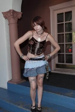 Annika Blue Tiered Mini Skirt -TUNNEL Vision Shop DSC01017