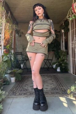 40-in-1 Olive Green Zip-Off Convertible Dress 22 40-in-1 Olive Green Zip-Off Convertible Dress -TUNNEL Vision Shop EGS