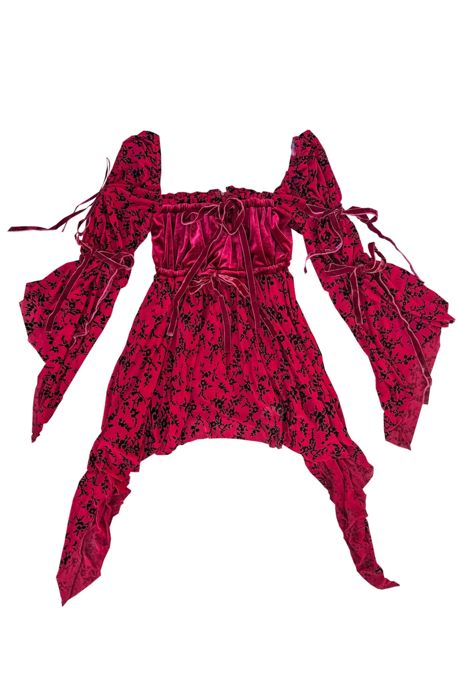 Desdemona Red Velvet Mix Dress 1 Desdemona Red Velvet Mix Dress