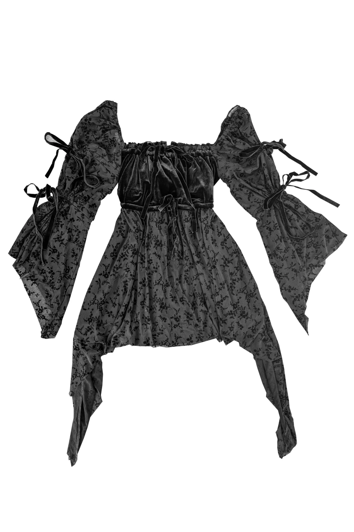 Desdemona Black Velvet Mix Dress 1 Desdemona Black Velvet Mix Dress