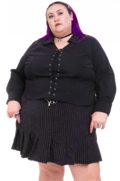 Libby Black Corset-Lace Shirt -TUNNEL Vision Shop HS115 3416