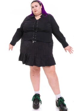 Libby Black Corset-Lace Shirt -TUNNEL Vision Shop HS115 3417