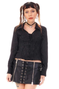 Libby Pinstripe Corset-Lace Shirt -TUNNEL Vision Shop HS115 3490 2 09a978d3 433f 410f 8711 145f3ddc7b1d