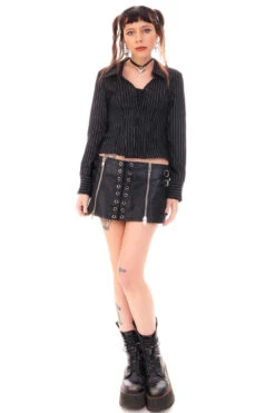 Libby Pinstripe Corset-Lace Shirt -TUNNEL Vision Shop HS115 3490 c5b3f50a a784 48f7 9d61 f00c23ebbdf3