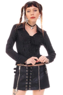 Libby Pinstripe Corset-Lace Shirt -TUNNEL Vision Shop HS115 3491
