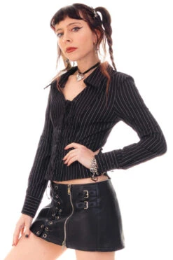 Libby Pinstripe Corset-Lace Shirt -TUNNEL Vision Shop HS115 3492 8983b0b3 0d15 44b4 8613 c47a62dc82b0
