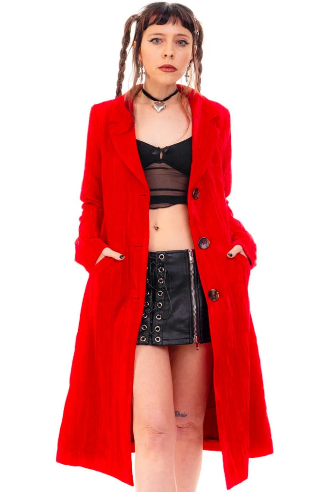 Mazzy Red Longline Jacket 14 Mazzy Red Longline Jacket - Image 14
