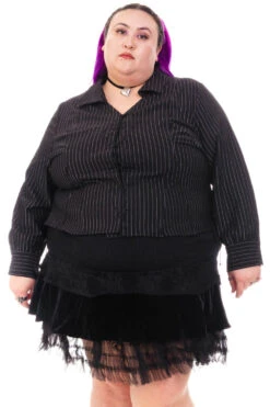 Libby Pinstripe Corset-Lace Shirt -TUNNEL Vision Shop HS115 3585