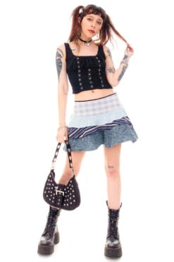 Annika Blue Tiered Mini Skirt -TUNNEL Vision Shop HS115 3598