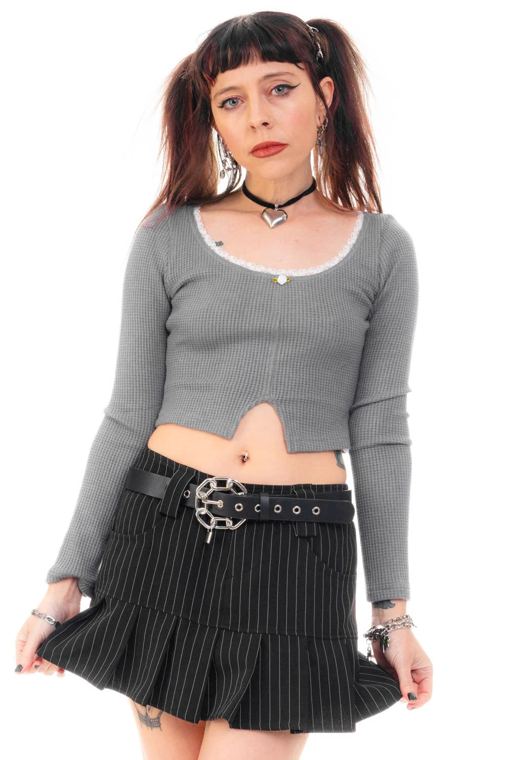 Rosa Grey Lace-Trimmed Thermal Long-Sleever 14 Rosa Grey Lace-Trimmed Thermal Long-Sleever - Image 14