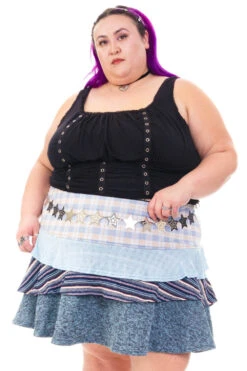 Annika Blue Tiered Mini Skirt -TUNNEL Vision Shop HS115 3705