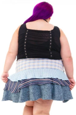 Annika Blue Tiered Mini Skirt -TUNNEL Vision Shop HS115 3709