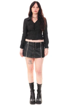 Libby Pinstripe Corset-Lace Shirt -TUNNEL Vision Shop HS115 3710