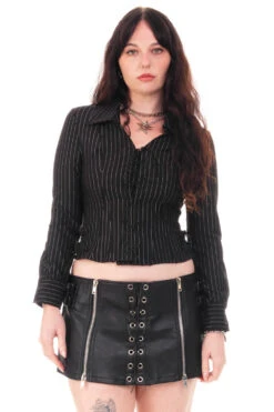 Libby Pinstripe Corset-Lace Shirt -TUNNEL Vision Shop HS115 3711