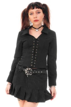 Libby Black Corset-Lace Shirt -TUNNEL Vision Shop HS115 3734 2 bc827375 b28a 4aba 92f7 c405e37e95b7