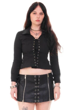 Libby Black Corset-Lace Shirt -TUNNEL Vision Shop HS115 3771