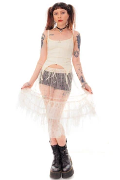 Louisa May Sheer Floral Ruffle Skirt 36 Louisa May Sheer Floral Ruffle Skirt -TUNNEL Vision Shop HS115 3849 11ed8968 2cde 4f76 860a fb28ad88132a
