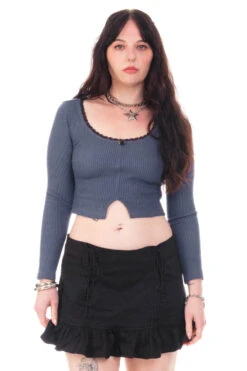 Rosa Blue Lace-Trimmed Thermal Long-Sleever 28 Rosa Blue Lace-Trimmed Thermal Long-Sleever -TUNNEL Vision Shop HS115 3902