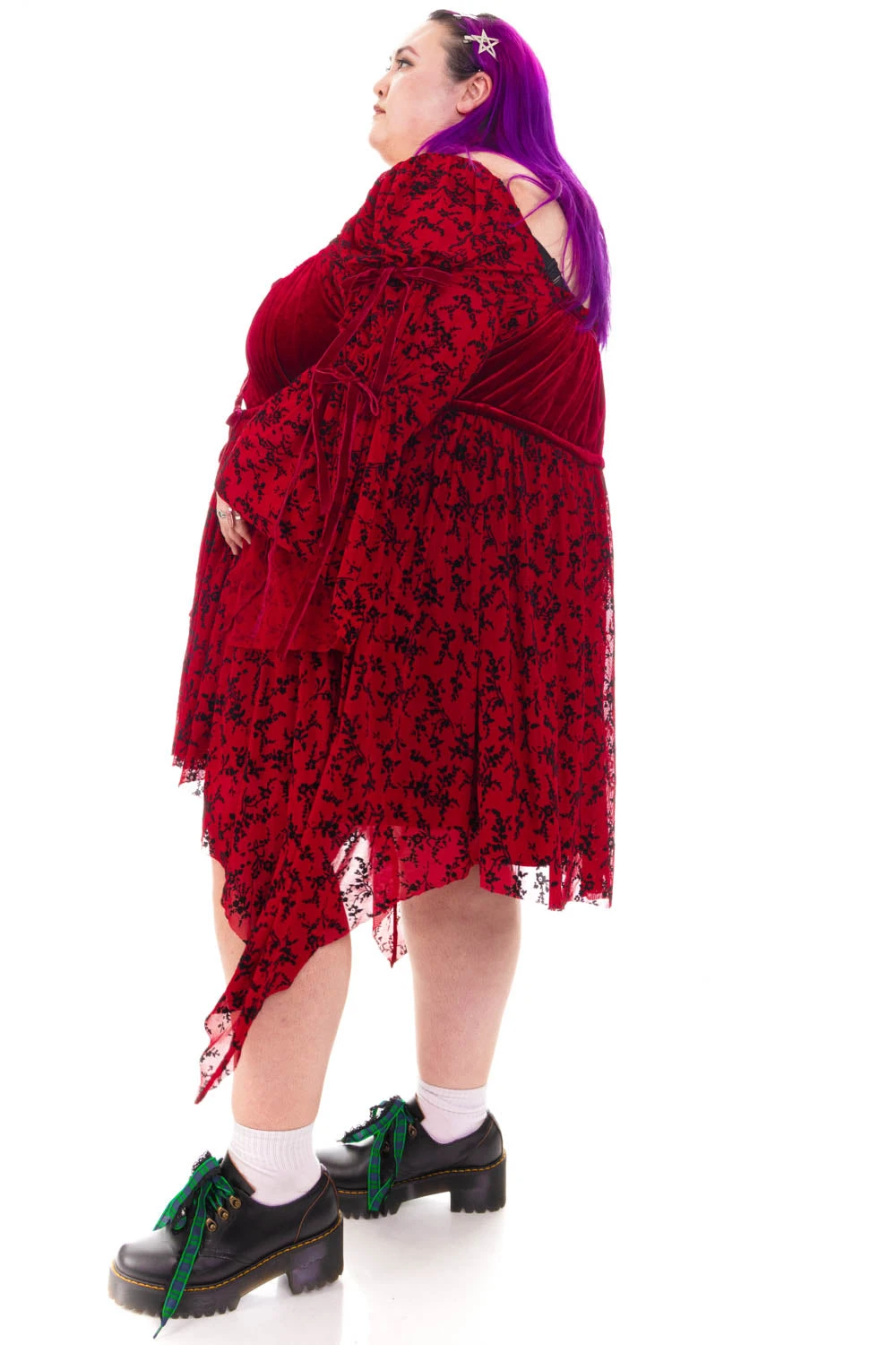 Desdemona Red Velvet Mix Dress 11 Desdemona Red Velvet Mix Dress - Image 11