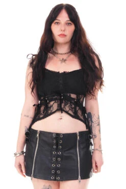 Gwendolyn Black Lace Tie-Up Camisole -TUNNEL Vision Shop HS115 3962