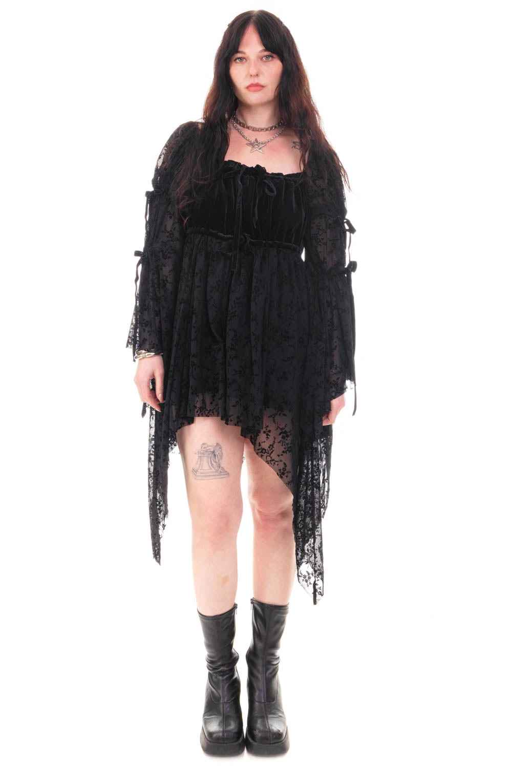 Desdemona Black Velvet Mix Dress 7 Desdemona Black Velvet Mix Dress - Image 7