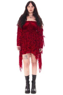 Desdemona Red Velvet Mix Dress 19 Desdemona Red Velvet Mix Dress -TUNNEL Vision Shop HS115 3982