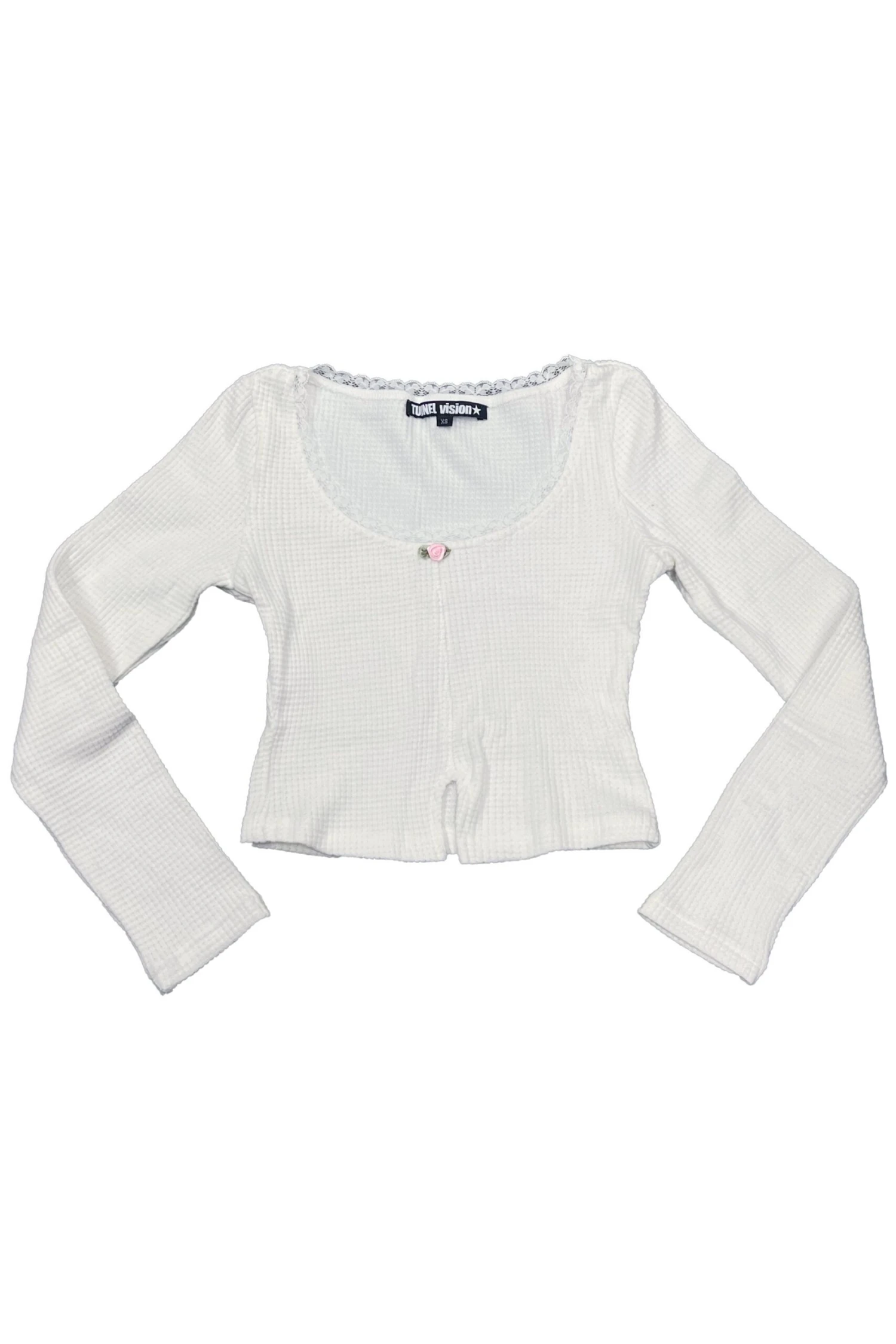 Rosa White Lace-Trimmed Thermal Long-Sleever 1 Rosa White Lace-Trimmed Thermal Long-Sleever