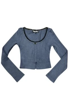 Rosa Blue Lace-Trimmed Thermal Long-Sleever