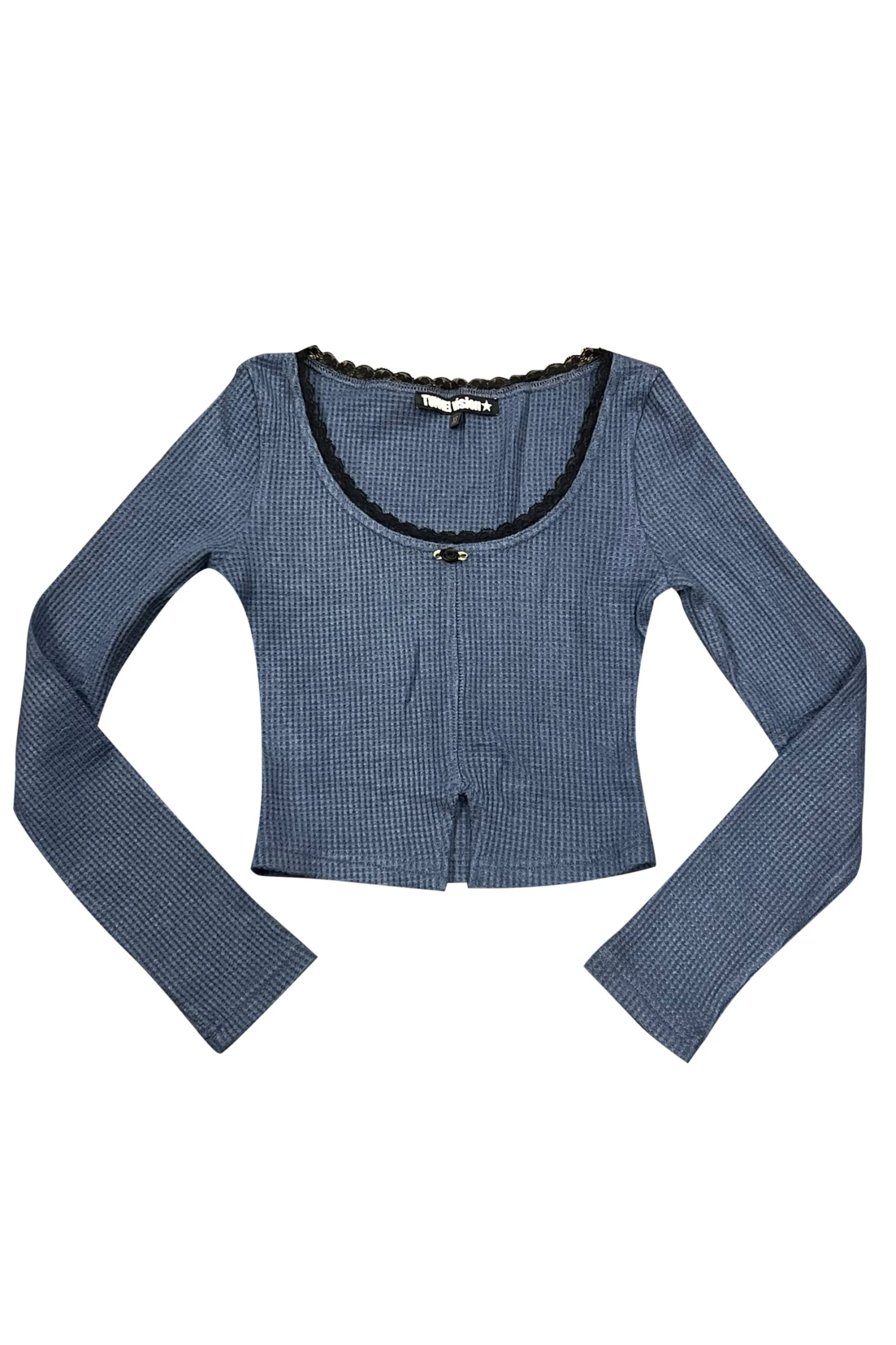 Rosa Blue Lace-Trimmed Thermal Long-Sleever 1 Rosa Blue Lace-Trimmed Thermal Long-Sleever