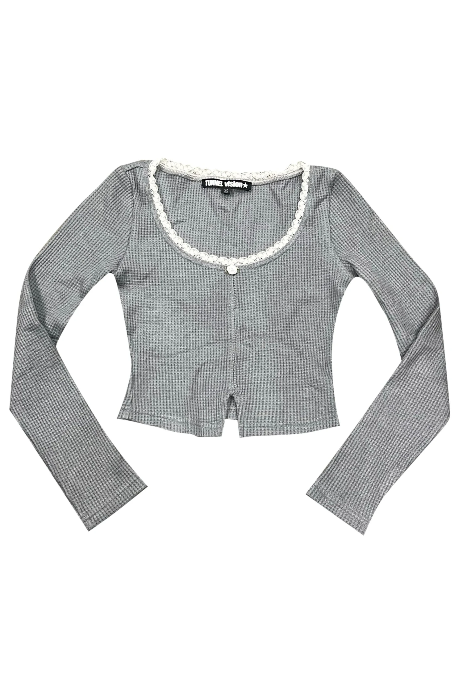 Rosa Grey Lace-Trimmed Thermal Long-Sleever 1 Rosa Grey Lace-Trimmed Thermal Long-Sleever