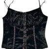 Ria Black Velvet Lace-Up Top