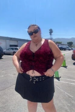 Evie Burgundy Velvet Lace-Up Top -TUNNEL Vision Shop IMG 1380 94dd8a70 fe53 4d3e b08c c832995fc4c0