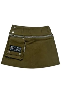 Max Olive Utility Mini Skirt