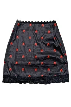 Kiki Heart Crossbones Lace-Trim Mini Skirt