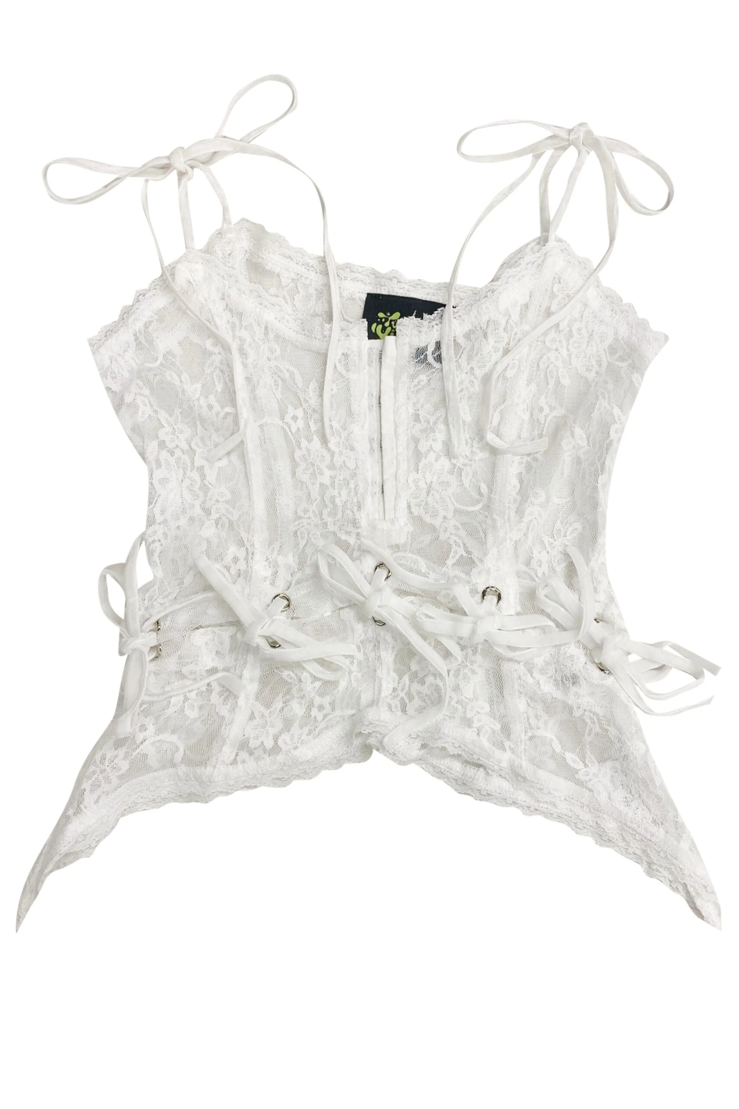 Gwendolyn White Lace Tie-Up Camisole 1 Gwendolyn White Lace Tie-Up Camisole