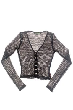 Bryce Black Fishnet Cropped Cardi