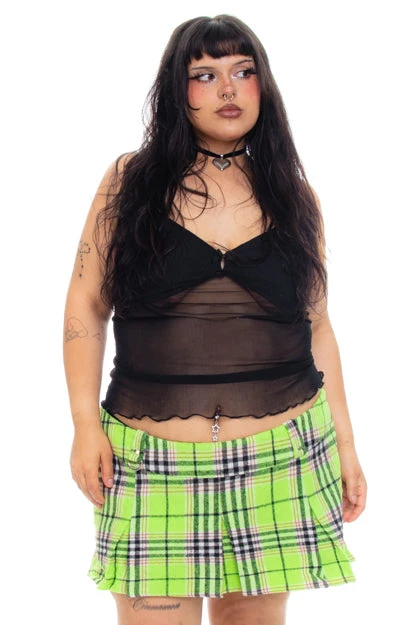 Priscilla Slime Green Plaid Low-Rise Mini Skirt 13 Priscilla Slime Green Plaid Low-Rise Mini Skirt - Image 13