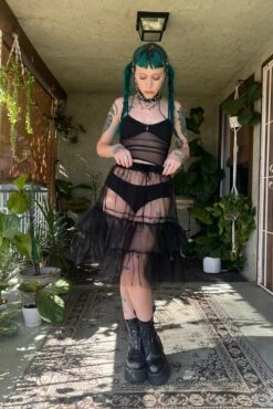 Louisa May Sheer Black Ruffle Skirt 28 Louisa May Sheer Black Ruffle Skirt -TUNNEL Vision Shop WEGGVSD