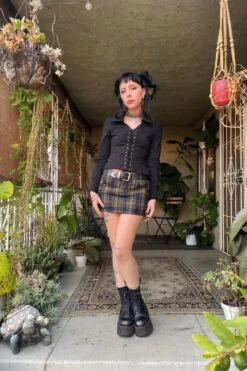 Libby Black Corset-Lace Shirt -TUNNEL Vision Shop WKGEHAJSN