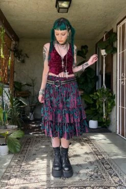 Louisa May Velvet Burnout Ruffle Skirt -TUNNEL Vision Shop aV