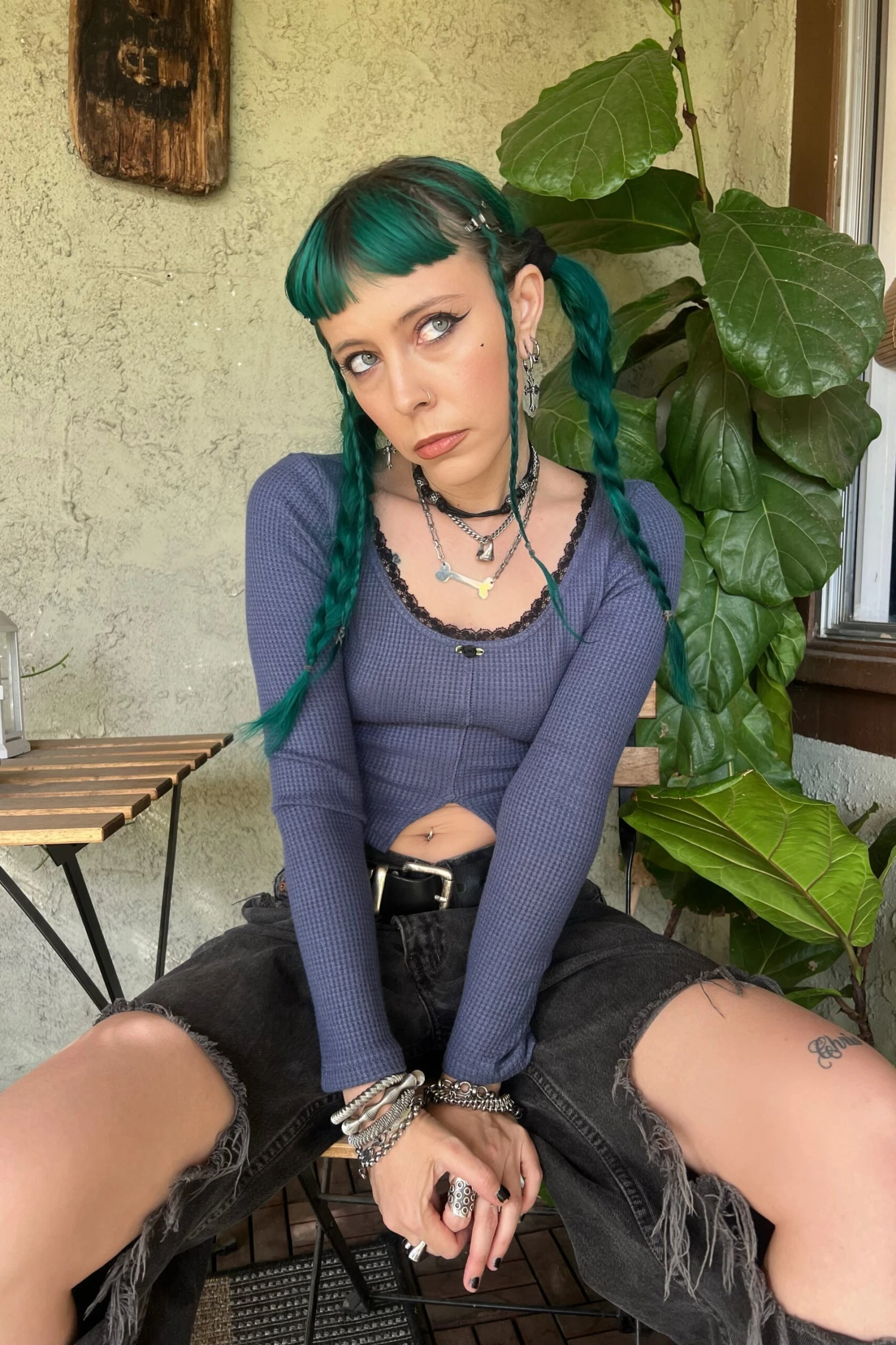 Rosa Blue Lace-Trimmed Thermal Long-Sleever 4 Rosa Blue Lace-Trimmed Thermal Long-Sleever - Image 4