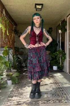 Louisa May Velvet Burnout Ruffle Skirt -TUNNEL Vision Shop afSDSV