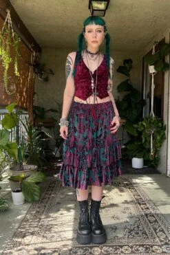 Louisa May Velvet Burnout Ruffle Skirt -TUNNEL Vision Shop asd