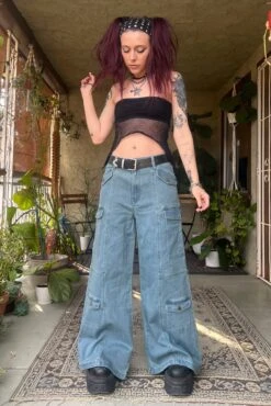 Reggie Blue Denim Cargo Baggies 23 Reggie Blue Denim Cargo Baggies -TUNNEL Vision Shop asdlvjkn