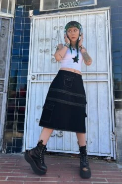 Black Carmen 5-in-1 Convertible Cargo Skirt 28 Black Carmen 5-in-1 Convertible Cargo Skirt -TUNNEL Vision Shop blk8